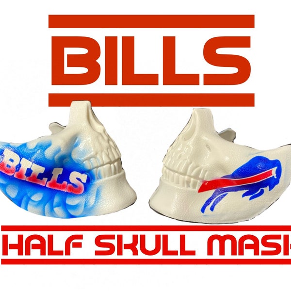 Custom airbrush football bills, half skull mask