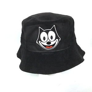 Black flat face Felix the cat bucket hat