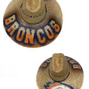Denver Broncos airbrush straw hat