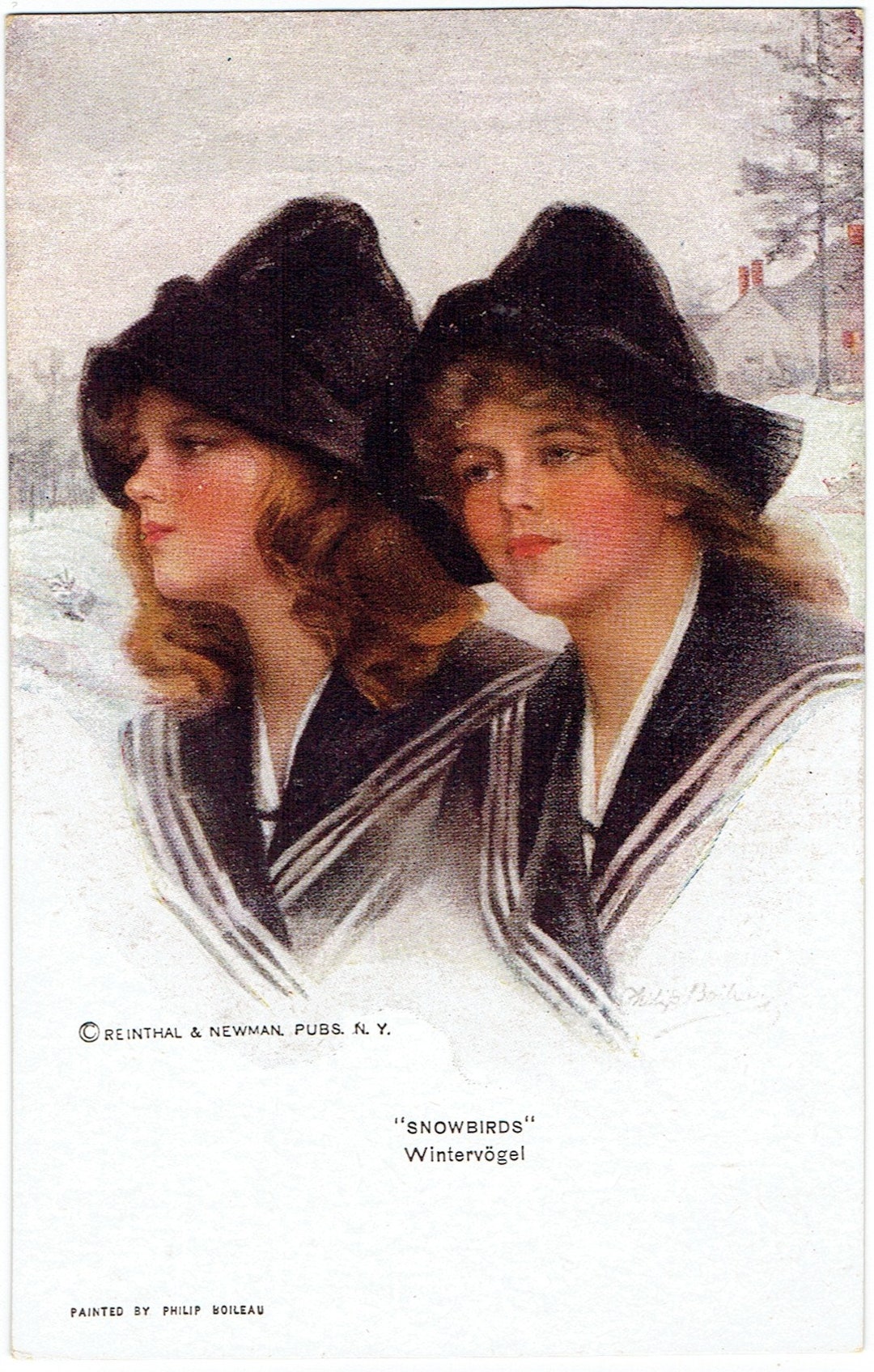 Philip Boileau Artist Signed 1900's Glamour Postcard Young Ladies in