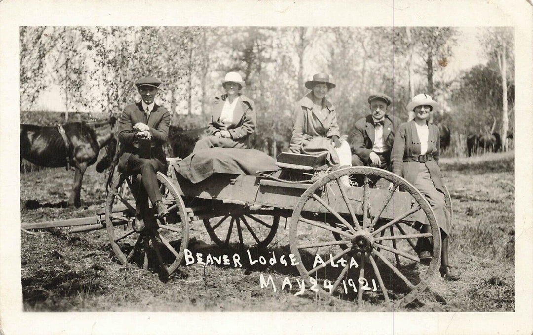 Beaverlodge Alberta RPPC Postcard Family Poses on Wagon 1921 Etsy