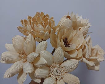 Cornhusk flowers dried  flowers 8pcs Height 12 inc.