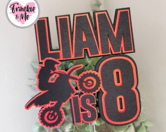 Personalised Motocross Cake Topper | Motorbike Cake Topper | Racing Cake Topper | Motocross Theme Cake | Dirt Bike Cake Topper