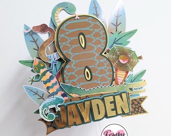 Adorno para tarta de reptil / Adorno para reptiles / Adorno para tarta de serpiente / Decoración para fiesta de reptiles / Regalo de reptiles