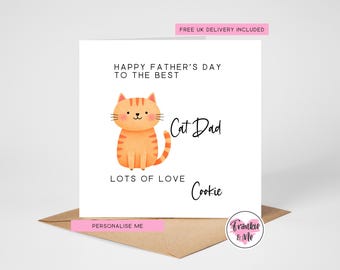 Tarjeta personalizada para el Día del Padre para amantes de los gatos / Gato pelirrojo / Gato negro / Gato gris