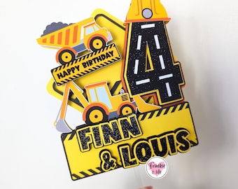 Personalised Construction Cake Topper | Digger Cake Topper | Birthday Cake Topper | Birthday Celebrations | Construction