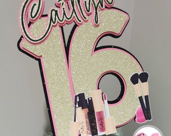 Personalised Makeup Cake Topper | Beauty Cake Topper | 16th Cake Topper | Makeup Theme Cake Topper