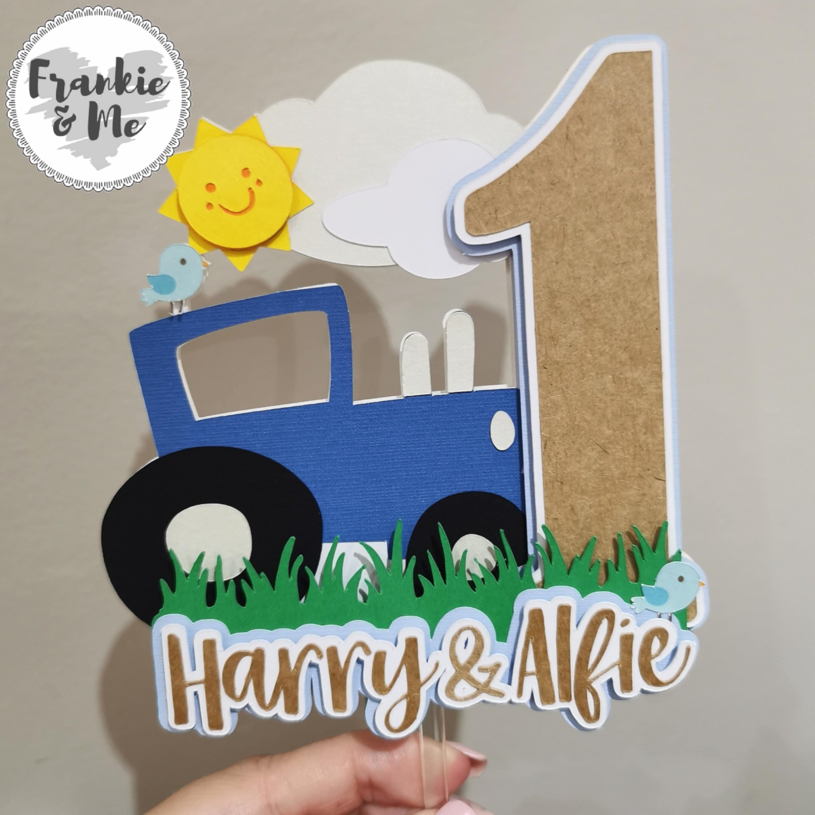 Tractor Cake Topper Farm Birthday Celebrations Boys Girls Blue Etsy
