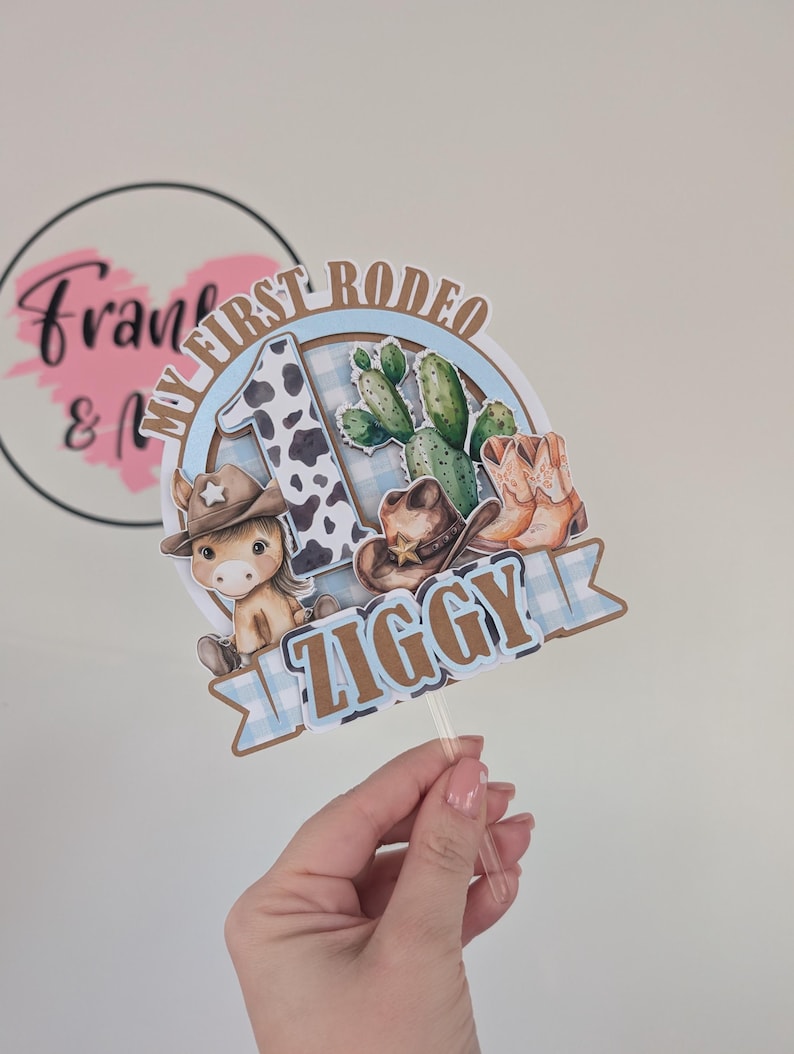 Rodeo Cake Topper | First Rodeo Topper | Cowboy Cake Topper | Rodeo Party Decor | Cowboy Gift | Rodeo Theme Party immagine 4