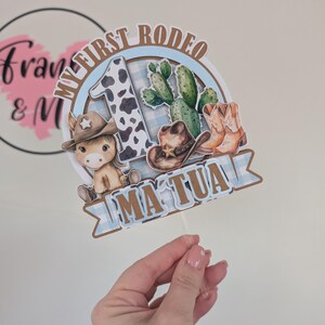 Rodeo Cake Topper | First Rodeo Topper | Cowboy Cake Topper | Rodeo Party Decor | Cowboy Gift | Rodeo Theme Party immagine 6