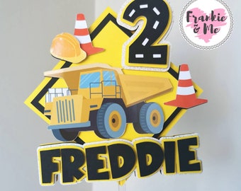Personalised Construction Cake Topper | Digger Cake Topper | Birthday Cake Topper | Birthday Celebrations | Construction