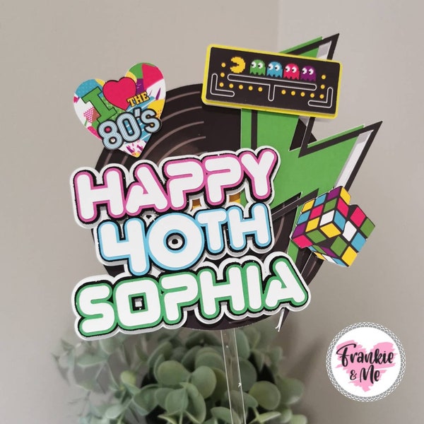 Personalised 80s Theme Cake Topper | 80s Cake Topper | 80s Theme Birthday Party | Retro 80s Cake Topper