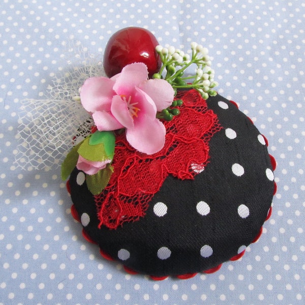 Fascinator headpiece flowers cherry