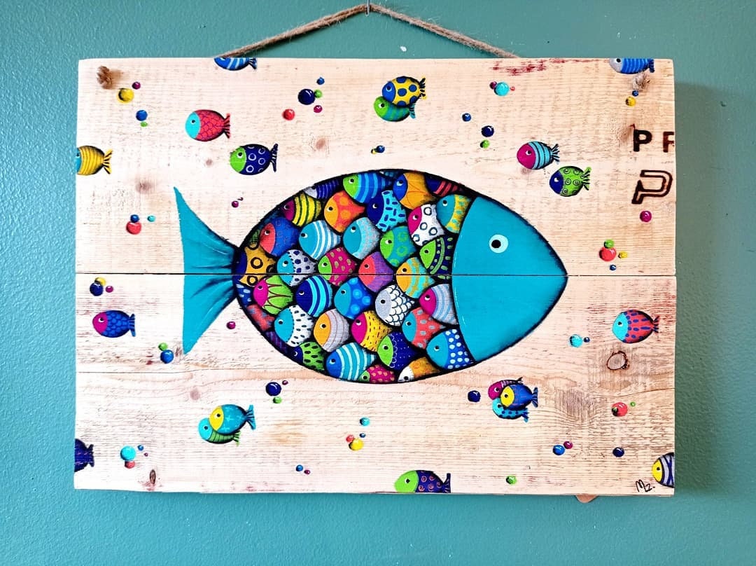 Tableau Bois Poisson Cargo