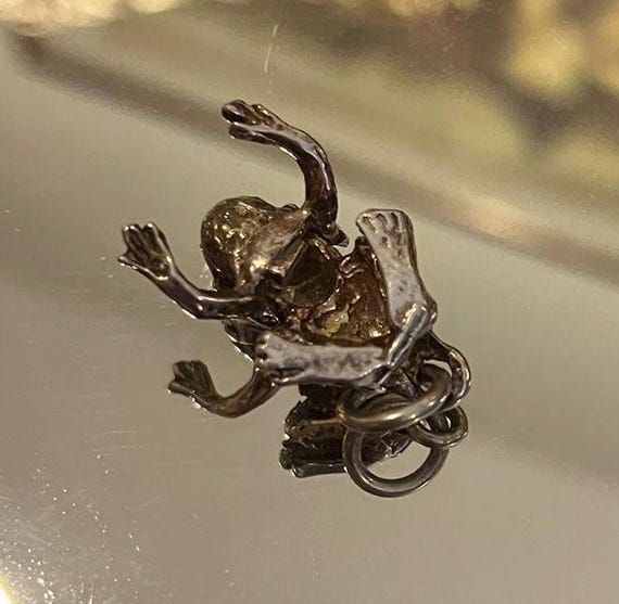 Beautiful Vintage Solid Silver Articulated Frog B… - image 6