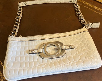 Stylish Guess Small Cream / White Snakeskin Effect Mini Bag Handbag