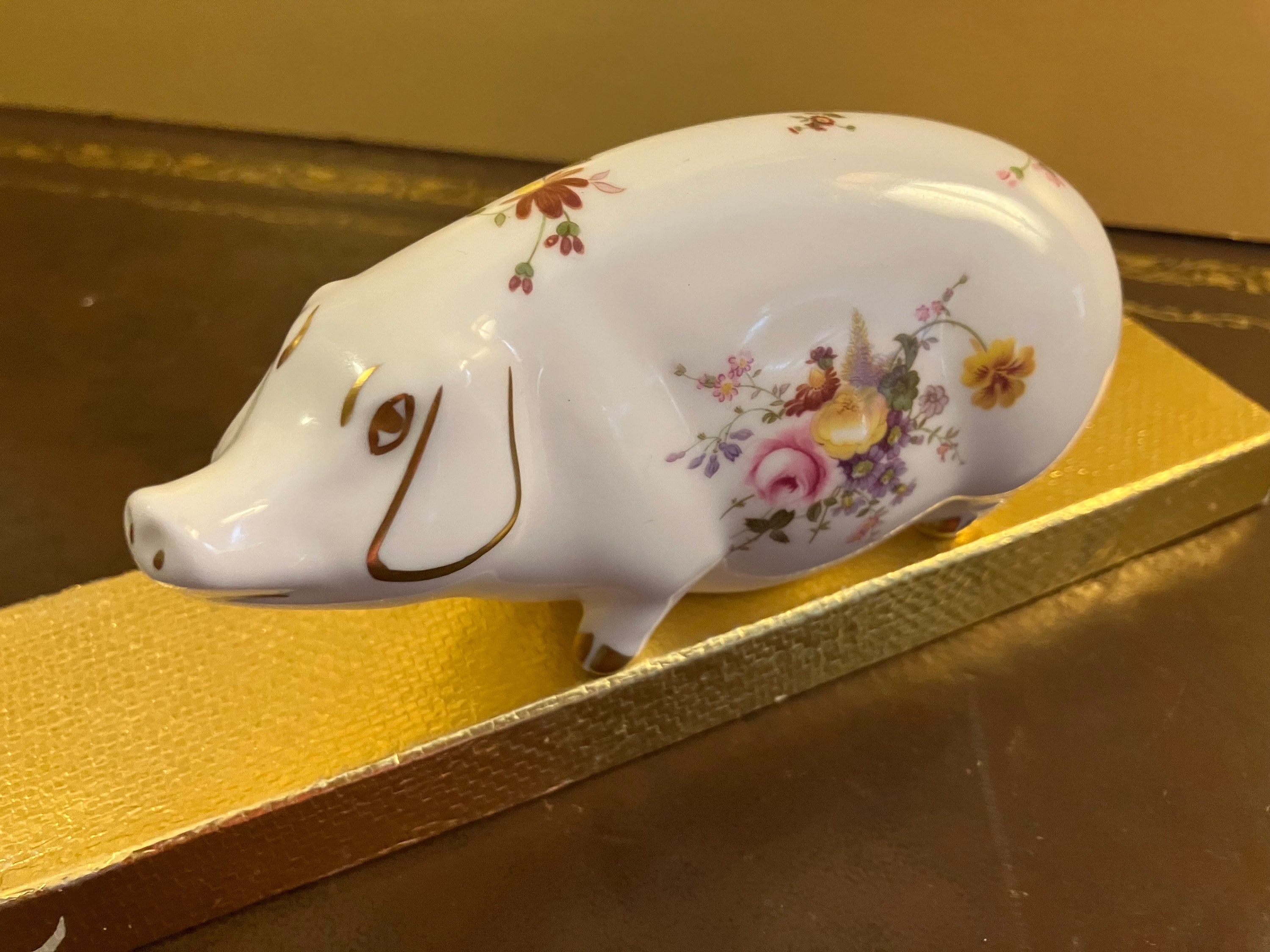 Royal Crown Derby Pig - Etsy UK