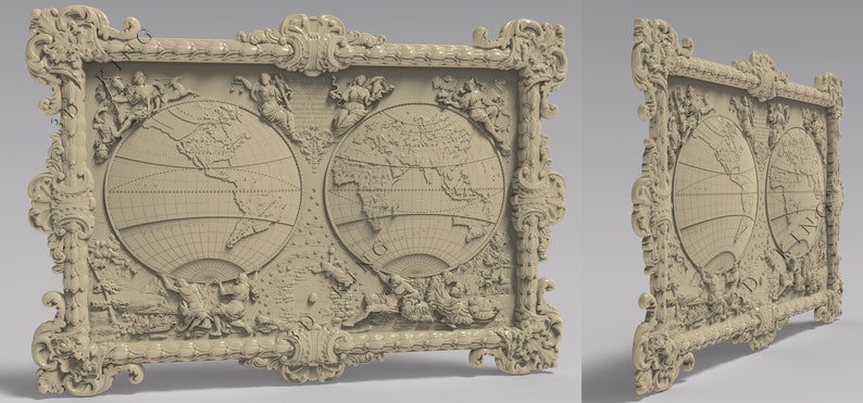 3D STL Model # THE MAP OF THE WORLD # for CNC Aspire Artcam 3D Printer 3D MAX