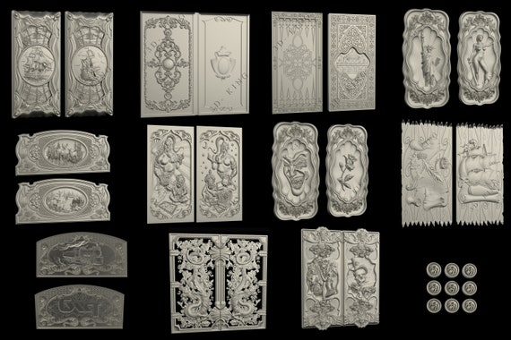 3D STL Model # DECORATIVE PANELS # 15 PCS for CNC Aspire Artcam 3D Printer