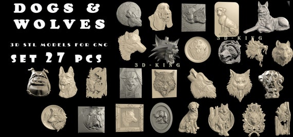 STL 3D Models # HUNTING DOGS /& BIRD # for CNC Aspire Artcam 3D Printer