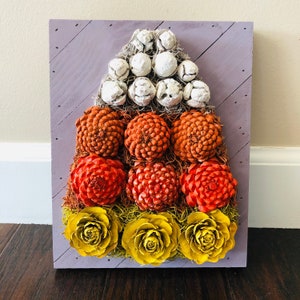 Hand Painted Pine Cone Candy Corn: Halloween Succulent Decor