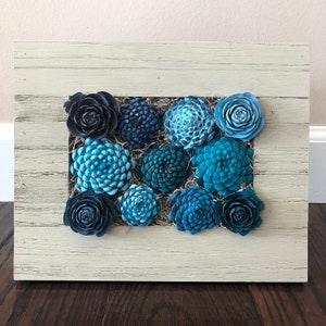 Custom Succulent Frame, Hand Made Pine Cone Succulent Wall Art, Vertical Succulent Garden, Hand Painted Framed Succulents