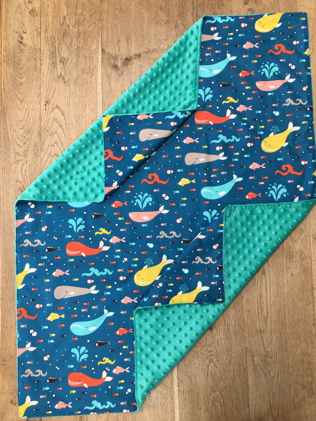 Personalized Baby Blanketcustom Madeblue Whales Baby Etsy