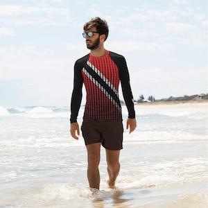 Antonio Corneal | Mens | Rash Guard Shirt | Trinidad and Tobago Flag | Clothing | Apparel | Gym | Surfing | Beach | Casual | Graphic Art