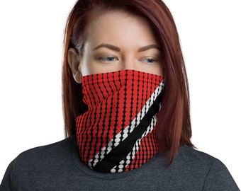 Antonio Corneal | Trinidad and Tobago Flag Art | Black Neck Gaiter | Unisex | Mens | Womens | Kids | Clothing | Apparel | Face Mask