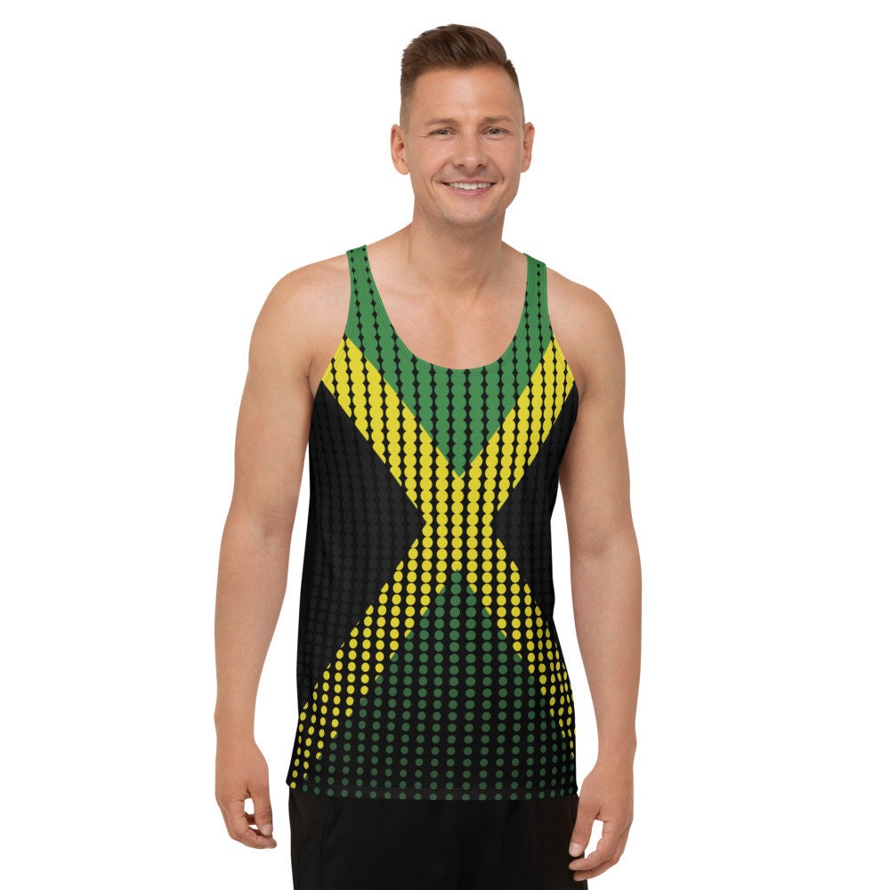 Jamaican Flag Muscle Vest – Men's Sleeveless Tank Top For Gym, Running, Or Team Pride