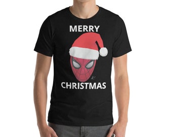 Spiderman Graphic Tee Christmas Santa Hat - Shirt Unisex Mens Womens Jersey Apparel - NWH - Antonio Corneal