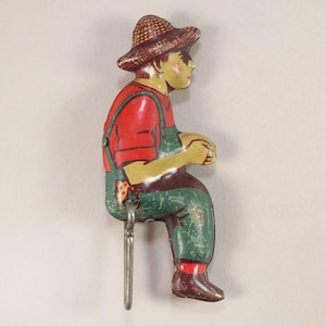 Antique Tin Toy DRIVER Part – Horse-Drawn Hay Wagon or Balky Mule 1920s-30s