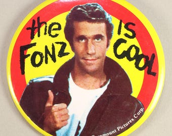 1976 The Fonz Television Show Celluloid & Tin Vintage Pinback-button