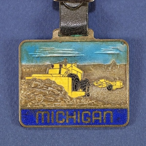1950s Michigan Construction Equipment Advertising Vintage Pocket Watch Fob