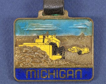 1950s Michigan Construction Equipment Advertising Vintage Pocket Watch Fob