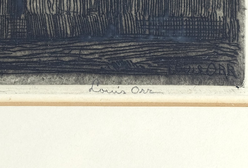 Original LOUIS ORR Antique Etching Signed 1911-1915 Hillside Avignon France Art