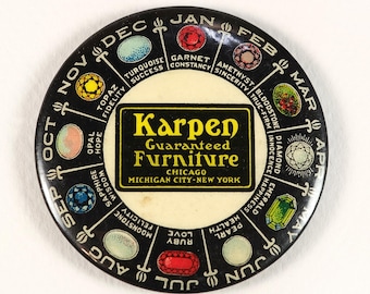 1910-1915 Celluloid Advertising Pocket Mirror – Karpen Furniture Chicago