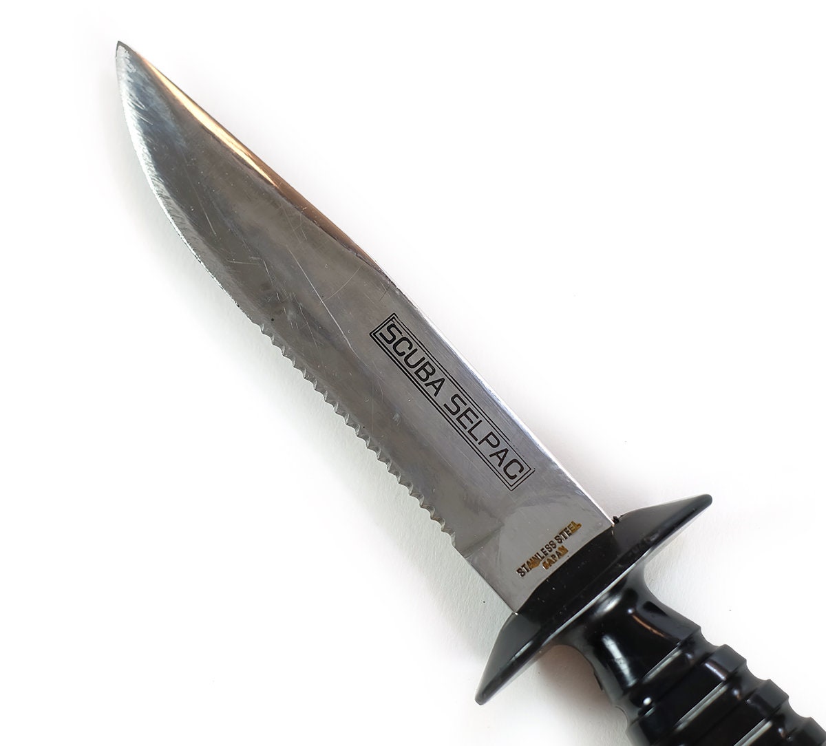 Selpac Scuba Diving Knife W/ Rubber Sheath • Vintage 1980s Selpac Scuba Diving Knife W/ Rubber Sheath • Vintage 1980s