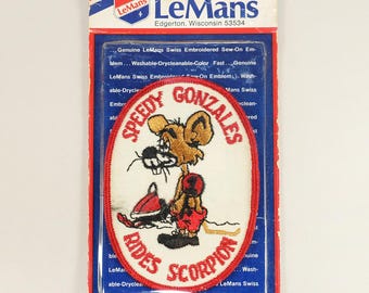Speedy Gonzales Rides Scorpion Snowmobile Vintage Embroidered Patch 1970s MIP