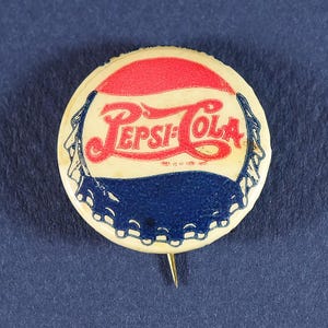 1940s Vintage Pepsi-Cola Soda Advertising Celluloid & Tin Pinback Button