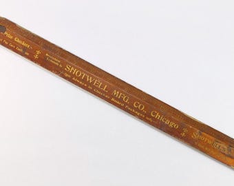 Shotwell Checkers Candy Bar Popcorn Advertising Antique Wooden Ruler 1910-1915