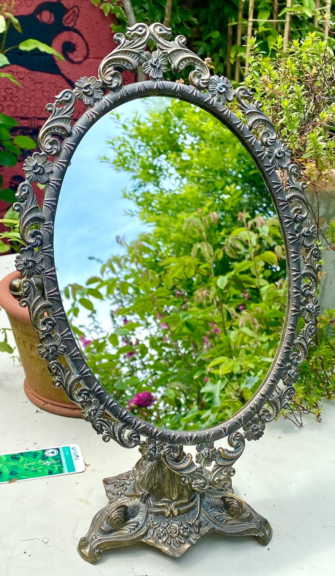 Stunning Antique/vintage Brass Dressing Table Vanity Mirror Etsy UK