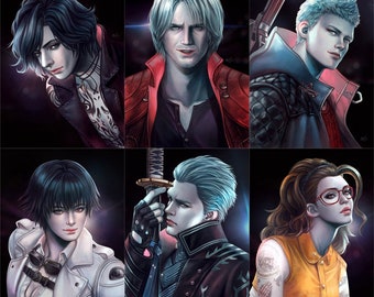 Devil May Cry Print - Nero, Dante, V, Vergil, Nico, Lady