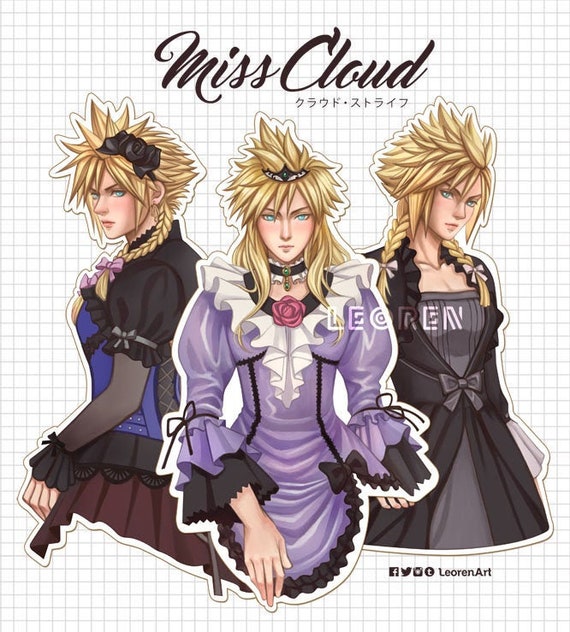 fitted lace wedding dress Final Fantasy VII Remake Cloud Strife Girl Ver3 Cosplay Costume Male / L main image 0