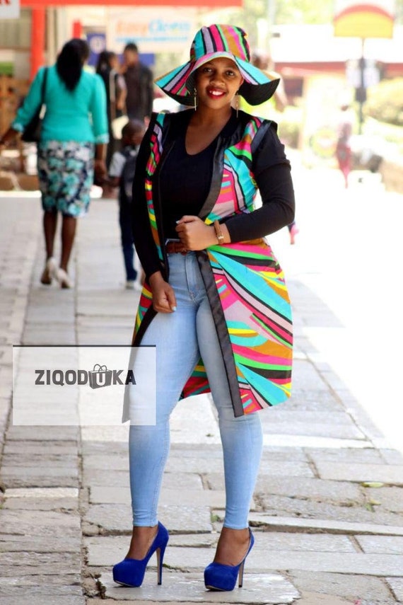 sleeveless ankara kimono jacket