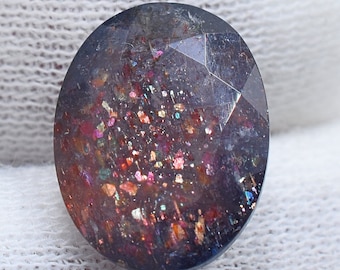 Iolite Sunstone multicolore rosso sangue 10 x 13 mm 4,40 ct taglio ovale con glitter multicolore scintillante Iolite Sunstone per la creazione di gioielli BI-414