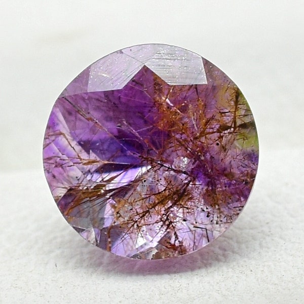 Cacoxenite !..SUPER SEVEN (Quartz)..! Faceted Gemstone Healing Stone Melody Stone 7X7 MM Amethyst For Beautiful Jewelry Making Ca-549
