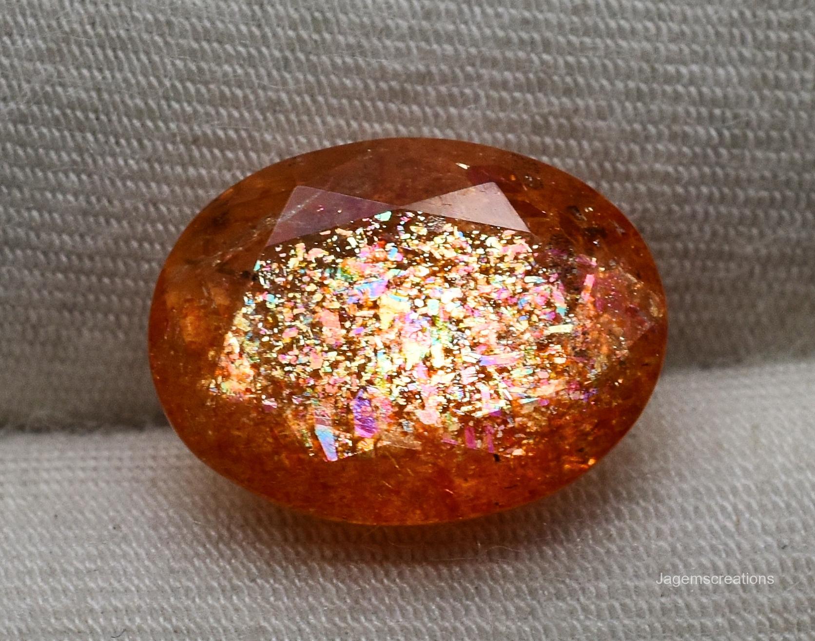 Natural Multi Flakes Sunstone 9X12 MM 4 Carats Filled With Rainbow Lattice Colorful Flakes Sunstone For Jewelry Making MS-1021
