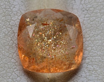 Natural Confetti Sunstone Golden Glitter with Multi Flakes Fire 9MM Cushion Cut Loose Healing Crystal Gemstone for Rings Jewelry Making CS-3