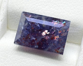 Iolite Sunstone multicolore rosso sangue 7 x 10 mm 3,27 ct taglio rettangolare con glitter multicolore, iolite sunstone scintillante per la creazione di gioielli BI-6